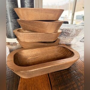 1 Chunky Wooden Bowl Decor Centerpiece Candle Making Candy Farmhouse 9.5”x6” New